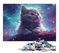 500 Piece Wooden Puzzle For Adults Cute Space Kitten Square Puzzle for Kids Family Games 500pcs (52x38cm)