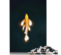 500 Piece Wooden Puzzle For Adults Glowing Koi Fish Dark Pond Square Puzzle for Kids Family Games 500pcs (52x38cm)