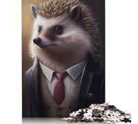 500 Piece Wooden Puzzle For Adults Hedgehog Suit Animal Square Puzzle for Kids Family Games 500pcs (52x38cm)