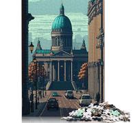 500 Piece Wooden Puzzle For Adults Helsinki Pixel Art Square Puzzle for Kids Family Games 500pcs (52x38cm)