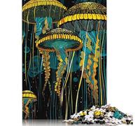500 Piece Wooden Puzzle For Adults Jellyfish Abstract Square Puzzle for Kids Family Games 500pcs (52x38cm)