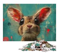 500 Piece Wooden Puzzle For Adults Mouse with Big Ears Animal Square Puzzle for Kids Family Games 500pcs (52x38cm)