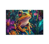 500 Piece Wooden Puzzle for Adults,Rainbow Tree Frog in Tropical Bloom,Intricate Skin Textures with Jewel-Toned Spots,Let Your Imagination Run Wild,Brainstorming for Stress Relief
