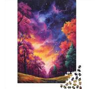 500 Piece Wooden Puzzle For Adults Red_Skies_in_The_Forest Square Puzzle for Kids Family Games 500pcs (52x38cm)