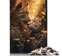 500 Piece Wooden Puzzle For Adults Romantic Loving Leopards Square Puzzle for Kids Family Games 500pcs (52x38cm)