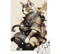 500 Piece Wooden Puzzle For Adults Samurai Cat Square Puzzle for Kids Family Games 500pcs (52x38cm)