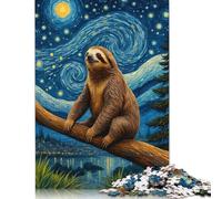 500 Piece Wooden Puzzle For Adults Sloth Starry Night Square Puzzle for Kids Family Games 500pcs (52x38cm)