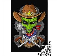 500 Piece Wooden Puzzle For Adults Space Alien Cowboy Square Puzzle for Kids Family Games 500pcs (52x38cm)