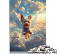 500 Piece Yorkshire Terrier with Angel Wings Pet Memorial Art Adult Jigsaw Puzzle Puzzles Wooden Puzzles Learning Educational Toy 500pcs (52x38cm)