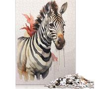 500 Piece Zebra Abstract Watercolor Puzzles for Wooden Puzzles Educational Game for Adult 500pcs (52x38cm)