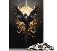 500 PieceBlack And Gold Crow 01 Jigsaw Puzzles for Adults And Wooden Puzzle for Puzzles Lovers 500pcs (52x38cm)