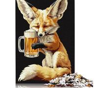 500 PieceFennec Fox Beer Jigsaw Puzzles for Adults And Wooden Puzzle for Puzzles Lovers 500pcs (52x38cm)