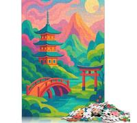 500 PieceJapanese Landscape with Pagoda And Torii Jigsaw Puzzles for Adults And Wooden Puzzle for Puzzles Lovers 500pcs (52x38cm)