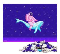 500 PiecePixel Art Astronaut 80s Retro Jigsaw Puzzles for Adults And Wooden Puzzle for Puzzles Lovers 500pcs (52x38cm)