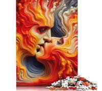 500 Pieces Abstract Love Kiss Jigsaw Puzzle Wooden Puzzles for Adults & Teenager for Adults& Teens Age 12 Years Up 500pcs (52x38cm)