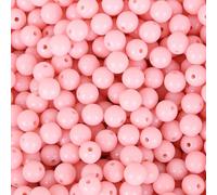 500 Pieces Acrylic Beads for Jewlery Making 8MM Pink Beads Soild Colour Loose Bead for DIY Beading Craft