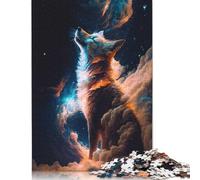 500 Pieces Adoring Fox in Space Jigsaw Puzzles for Adults Puzzles Wooden Puzzles Sustainable Puzzle for Adults 500pcs (52x38cm)