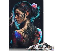 500 Pieces Aesthetic Female Tattoo Puzzles Jigsaw Adults Difficulty Jigsaw Puzzle Relaxing Games Toy 500pcs (52x38cm)