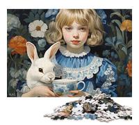 500 Pieces Alice And The White Rabbit Creative Square Jigsaw Puzzles for Adults & Wooden Puzzles Challenging Game 500pcs (52x38cm)