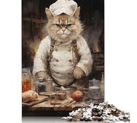 500 Pieces Angry Cook Cat Creative Square Jigsaw Puzzles for Adults And Wooden Puzzles Challenging Game 500pcs (52x38cm)