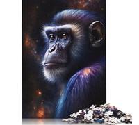 500 Pieces Animal Galaxy Monkey Puzzle Jigsaw, Difficulty Puzzle Jigsaw Educational Game Toy Family Decoration 500pcs (52x38cm)