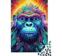 500 Pieces Animal Gorilla Creative Square Wooden Jigsaw Puzzles for Adults Educational Game Challenge Toy 500pcs (52x38cm)