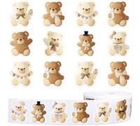 500 Pieces Animal Stickers 1 Roll Puffy Animals Sticker Set 2.5cm Cute Fuzzy Bear Stickers Kawaii Bear Reward Stickers for Crafts Scrapbook Calendars Laptop Notebooks Journal