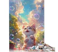 500 Pieces Anime Cute Kitten Jigsaw Puzzles Difficulty Jigsaw Puzzles Education Games Toys 500pcs (52x38cm)