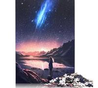 500 Pieces Anime Galactic Twilight Creative Square Jigsaw Puzzles for Adults & Wooden Puzzles Challenging Game 500pcs (52x38cm)