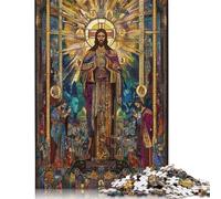 500 Pieces Art Christian Jesus Jigsaw Puzzles for Adults Wooden Puzzle Educational Game for Adult Teenagers 500pcs (52x38cm)