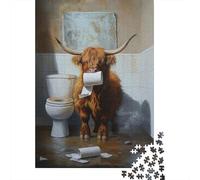 500 Pieces Art Highland Cow Puzzles Jigsaw Difficulty Puzzle Jigsaw Educational Games Toy 500pcs (52x38cm)
