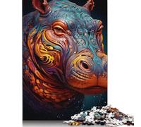 500 Pieces Art Hippo Puzzle Jigsaw, Difficulty Puzzle Jigsaw Educational Game Toy Family Decoration 500pcs (52x38cm)