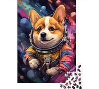 500 Pieces Artistic Astronaut Corgi Jigsaw Puzzles Adults Difficulty Puzzles Strengthen Relationships between Family Members 500pcs (52x38cm)