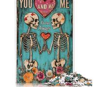 500 Pieces Artistic Skeleton Couple Puzzle for Adults Wooden Puzzles Jigsaw Puzzles for Adults Educational Game Challenge Toy 500pcs (52x38cm)