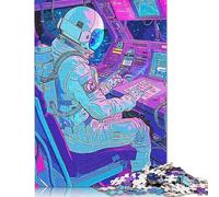 500 Pieces Astronaut 80S Neon Puzzle, Puzzle Jigsaw Puzzles Challenge Jigsaw Puzzle Impossible Puzzle Game for Adults 18+ 500pcs (52x38cm)