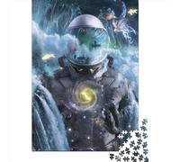 500 Pieces Astronaut In The Ocean Square Jigsaw Puzzles for Adults And Wooden Puzzles 500pcs (52x38cm)