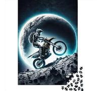 500 Pieces Astronaut Riding Motorbike Creative Square Jigsaw Puzzles for Adults & Wooden Puzzles Challenging Game 500pcs (52x38cm)