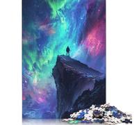500 Pieces Aurora Borealis on A Cliff Jigsaw Puzzles Difficulty Jigsaw Puzzles Education Games Toys 500pcs (52x38cm)