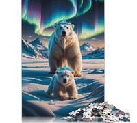 500 Pieces Aurora Crowned Polar Bears Square Jigsaw Puzzles for Adults And Wooden Puzzles 500pcs (52x38cm)