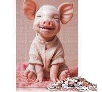 500 Pieces Baby Pig Cute Creative Square Jigsaw Puzzles for Adults & Wooden Puzzles Challenging Game 500pcs (52x38cm)