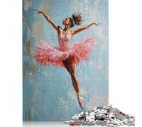 500 Pieces Ballerina Poster Ballet Dancer in Pink Square Jigsaw Puzzles for Adults And Wooden Puzzles 500pcs (52x38cm)