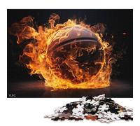500 Pieces Basketball Ball in Fire Puzzles Wooden Puzzle for Adults And Teenager Puzzling for Gift 500pcs (52x38cm)