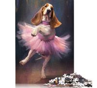 500 Pieces Basset Hound Ballerina Square Jigsaw Puzzles for Adults And Wooden Puzzles 500pcs (52x38cm)