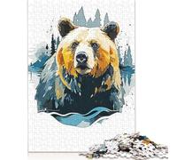 500 Pieces Bear Minimalist Jigsaw Puzzles for Adults Wooden Puzzles for Adults Puzzles Learning Educational Toys 500pcs (52x38cm)