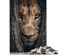500 Pieces Beautiful Lioness Hiding Jigsaw Puzzles Wooden Puzzles for Adults & Teenager Brain Teaser Puzzles For Adults 500pcs (52x38cm)