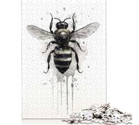 500 Pieces Bee Beauty Black Ink Jigsaw Puzzles for Adults Puzzles Wooden Puzzles Jigsaw Puzzles for Adults Educational Game Challenge Toy 500pcs (52x38cm)