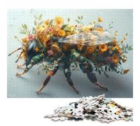 500 Pieces Bee Floral Style Flowers Poster, Picture, Metal Print, Paint by Chris Nolan Jigsaw Puzzles for Adults Wood Puzzle Jigsaws Puzzling for Gift 500pcs (52x38cm)