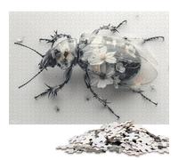 500 Pieces Beetle White Flowers for Adults Difficult Jigsaw Puzzles Puzzles Wooden Puzzles Educational Game for Adult Teenagers 500pcs (52x38cm)