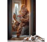 500 Pieces Bigfoot on The Toilet Jigsaw Puzzles Wooden Puzzle Adult Jigsaw Puzzle Educational Game for Adult Teenagers 500pcs (52x38cm)