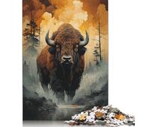 500 Pieces 'Bison Roams Wild Creative Square Jigsaw Puzzles for Adults & Wooden Puzzles Challenging Game 500pcs (52x38cm)